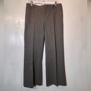 Gap pinstriped wide leg trouser pants charcoal gray flat front